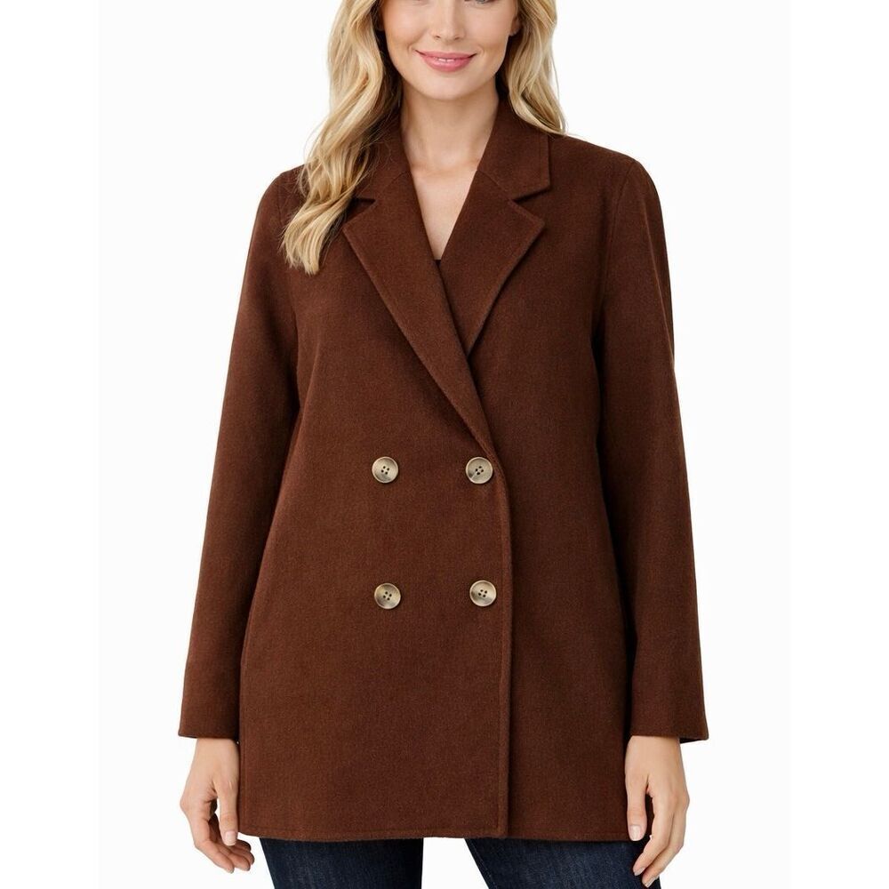 Joie brown wool double breasted peacoat size small